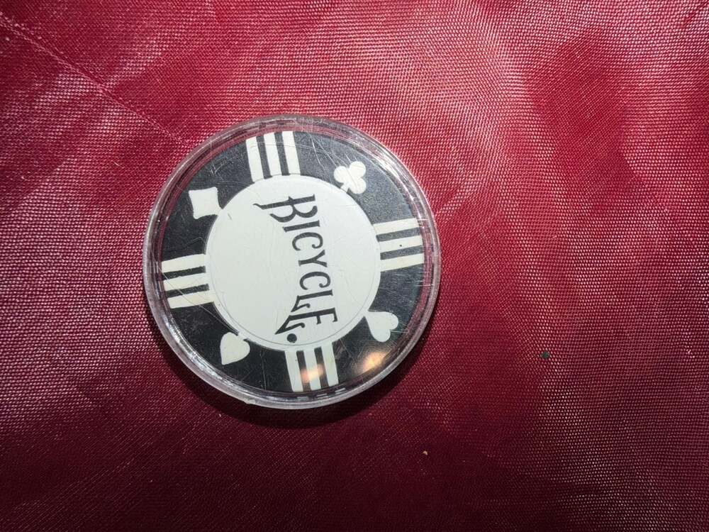 Vintage Bicycle Black and White Poker Chip with Plastic Case